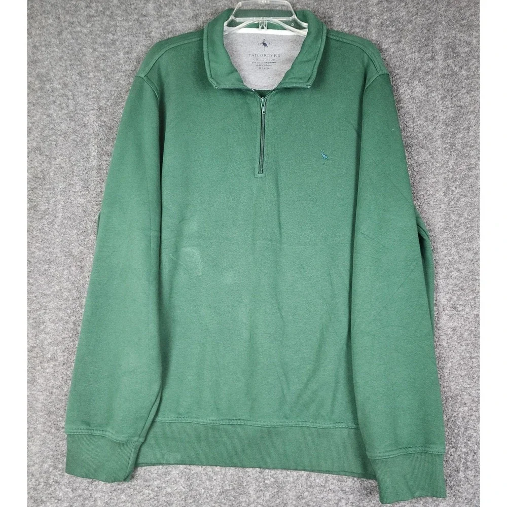 Tailorbyrd Quarter Zip Sweatshirt‎ Mens XL Green Cotton Blend Pullover Logo